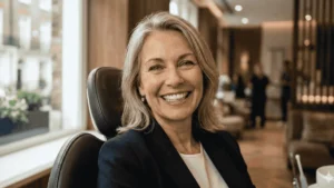 Patient smiling after All-on-4 dental implant treatment at Globe Dental Practice Nantwich All on 4 Vs All on 6 Blog Featured Image